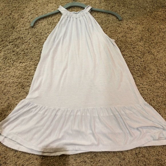 LOFT Blue Stripe High Neck Top XXSP - Picture 1 of 5